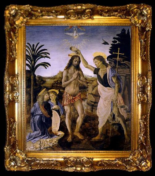 framed  Andrea del Verrocchio Baptism of Christ, ta009-2